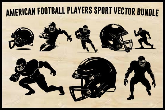 American Football Players Sport Vector Graphics for Crafts