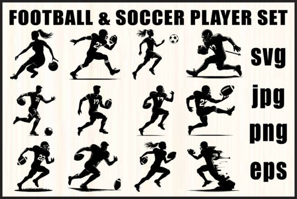 Black Football Soccer SVG Bundle: Graphics for Crafts & Content