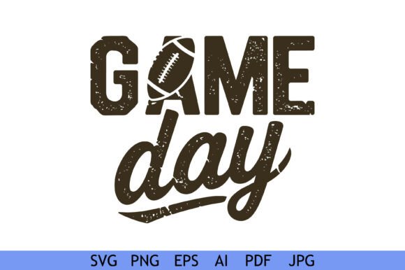 Distressed Game Day Football Typography Graphics