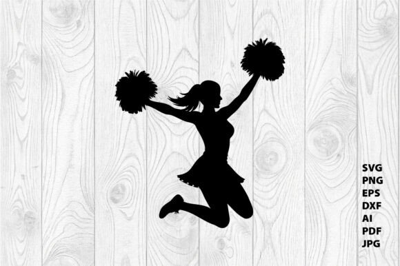 Football Cheerleader Silhouette Graphics for Crafts