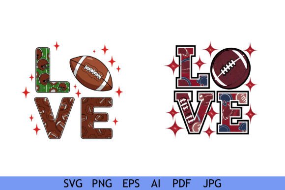 Football LOVE Text Clipart Set for Crafts & Graphics