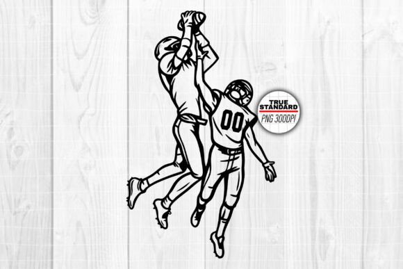 Football Players Jump Catch Graphics for Crafts Sellers
