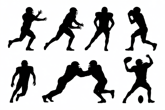 Football Players Silhouettes Action Pose