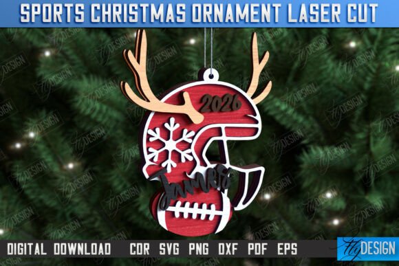 Football Sports Christmas Ornament Laser Graphics