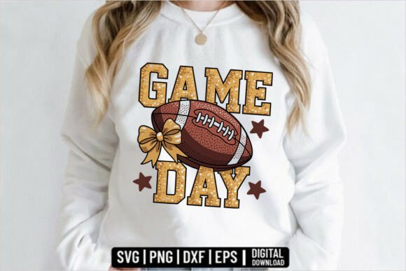 Game Day Football SVG: Glitter Bow Sports Graphics for Crafts