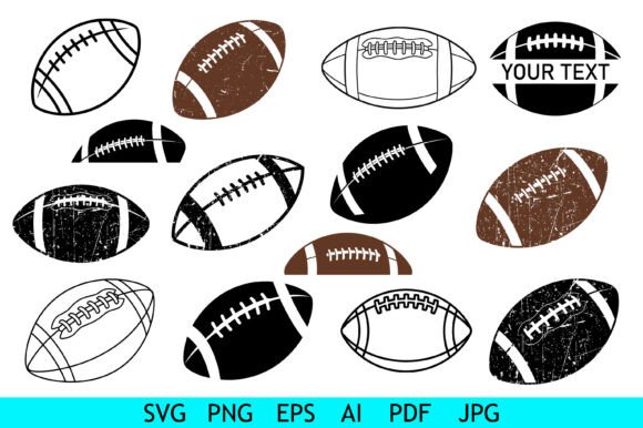 Grunge American Football Clipart Set: Graphics for Crafts & Local Branding
