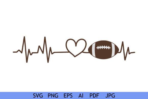 Heartbeat Love Football Line Design Graphics