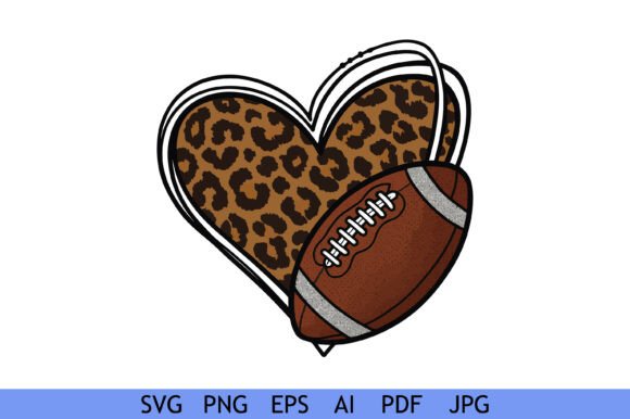Leopard Heart with Football Vector: Graphics for Crafts