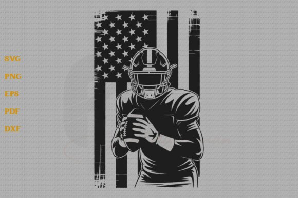 US Football Player SVG American Flag SVG for Crafts & Graphics